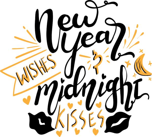 New Year Wishes And Midnight Kisses black