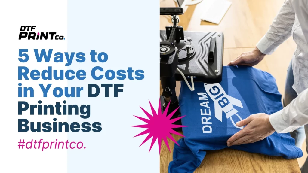 DTF printing process showing vibrant designs on fabric with heat press machine.