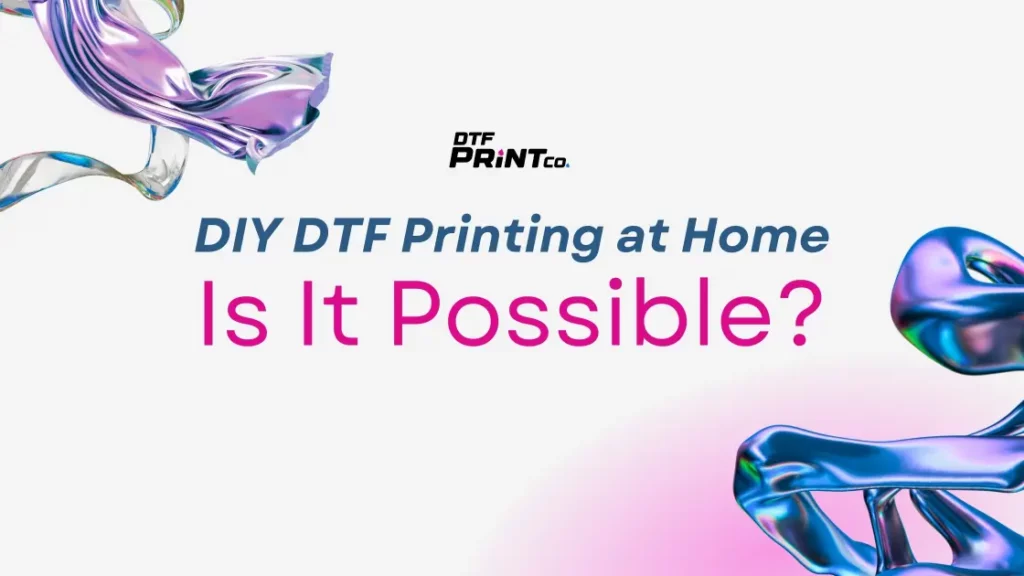 A DIY DTF printing setup on a home workbench with converted Epson printer, film sheets, and heat press.
