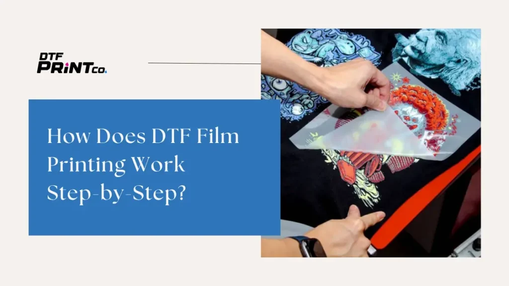 DTF printer printing vibrant design on PET film