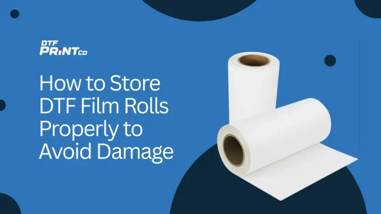 DTF film rolls stored vertically in cabinet