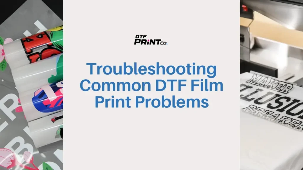 DTF printer applying ink to PET film for garment transfer